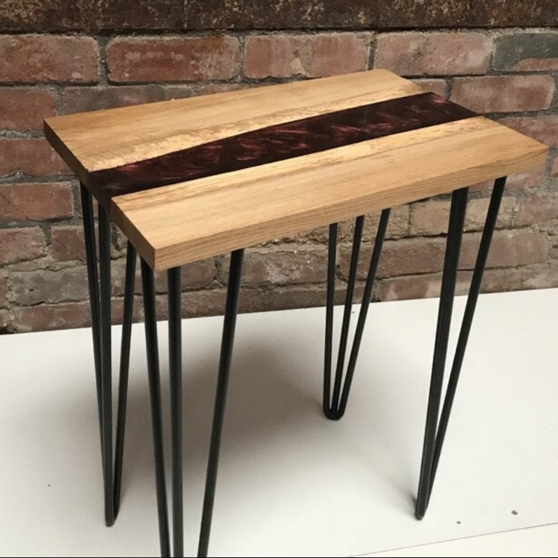 Macchiato Brown Epoxy Resin Solid Wood Side Table | Epoxy Resin Side Table | Macchiato Brown Epoxy Resin Solid Wood Side Table