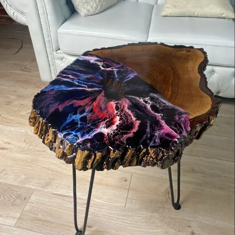 Astral Abstract Epoxy Resin Live Edge Coffee Table | Epoxy Resin Coffee Table | Astral Abstract Epoxy Resin Live Edge Coffee Table