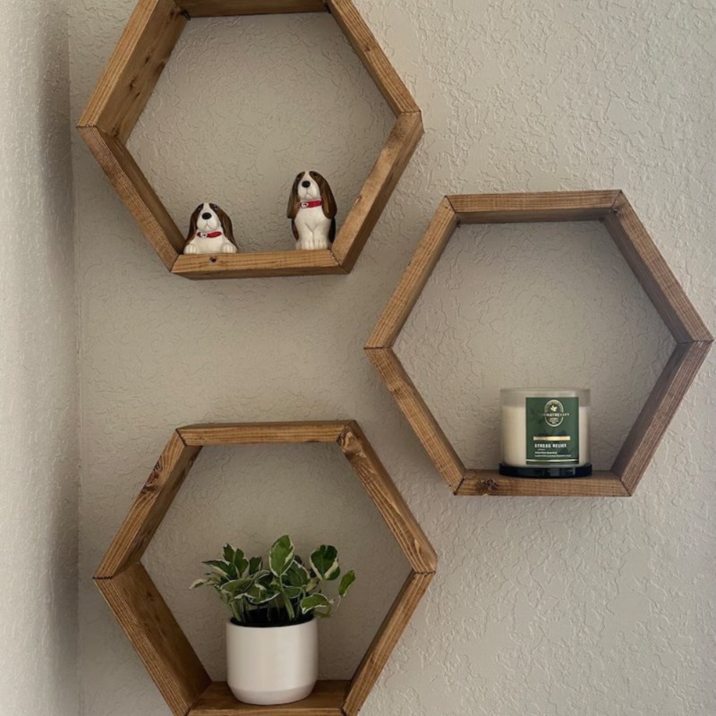 Hexa Hive Wood Shelves (Set of 3) | Shelf | Hexa Hive Wood Shelves (Set of 3)