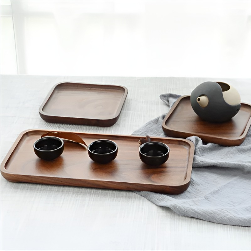 TrioServe Acacia Wood Serving Tray (Set of 3)