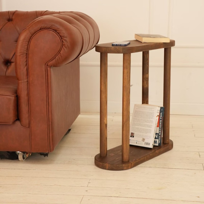 Ovate Round Solid Wood Side Table