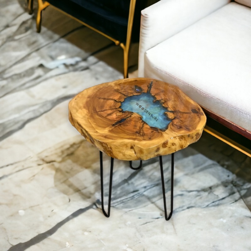 Natural grains Epoxy Resin Side Table