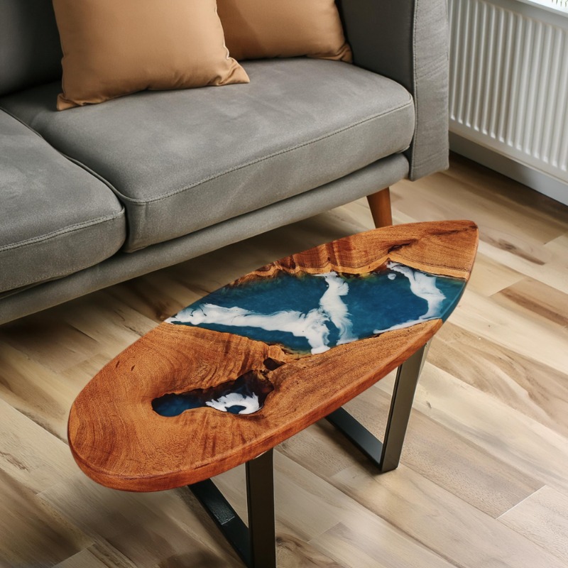 Surfboard Epoxy Resin River Center Table | Resin Epoxy Center Table | Surfboard Epoxy Resin River Center Table