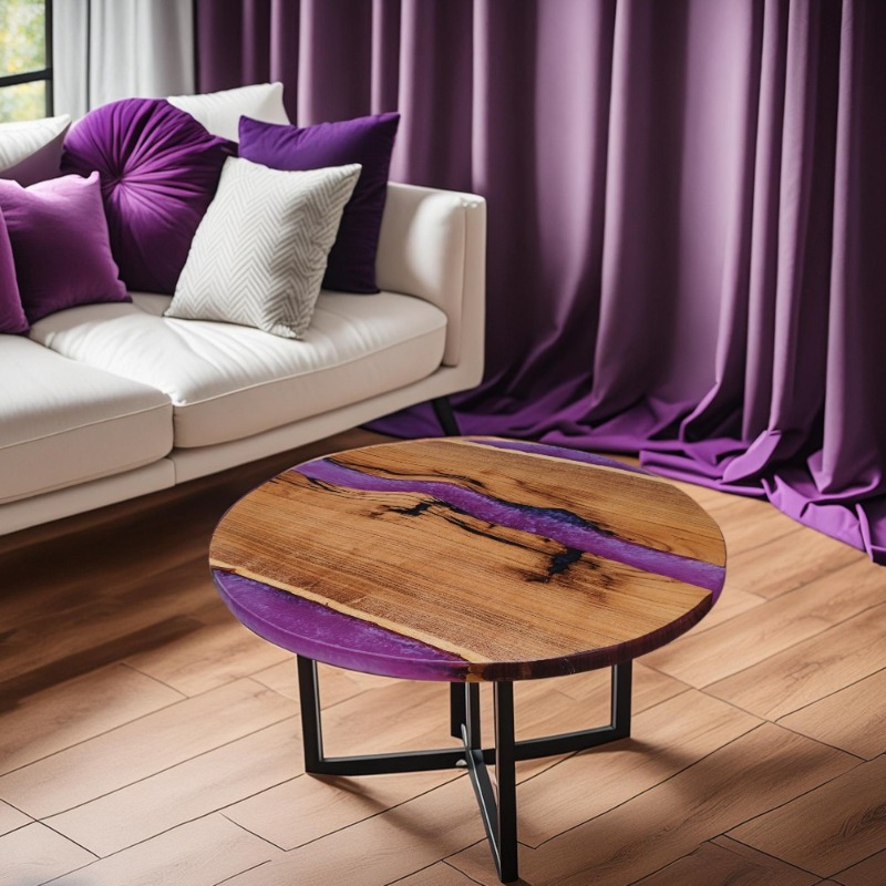 Woodensure Royal Amethyst Epoxy Resin Center Table Live...