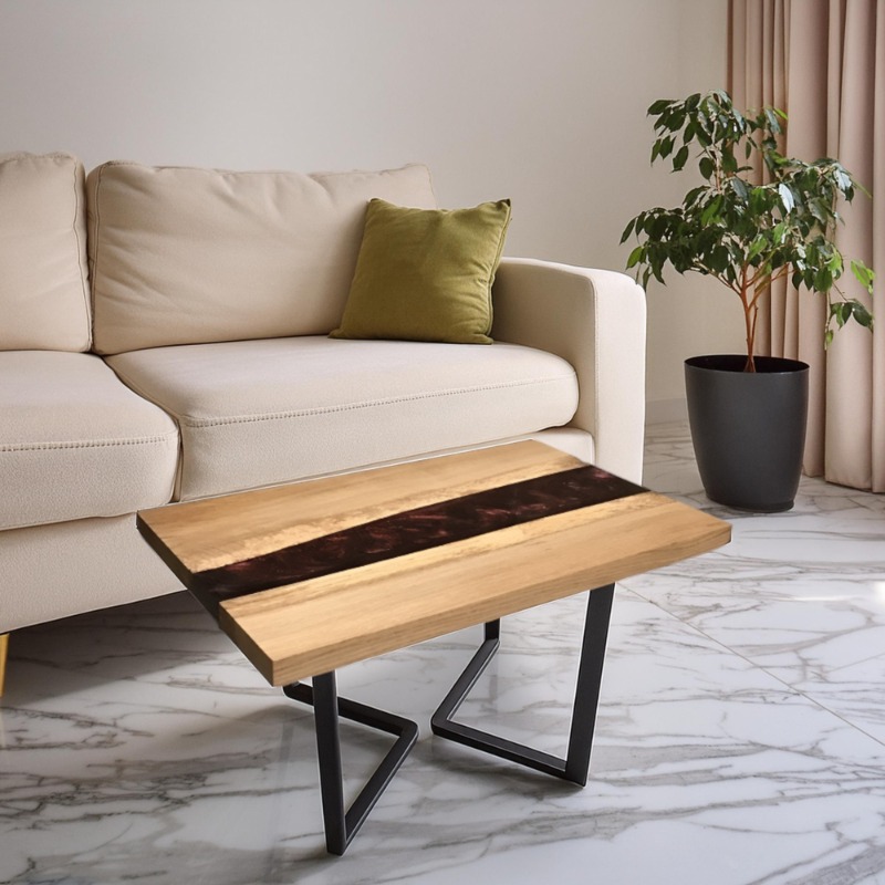 Macchiato Brown Epoxy Resin Solid Wood Side Table