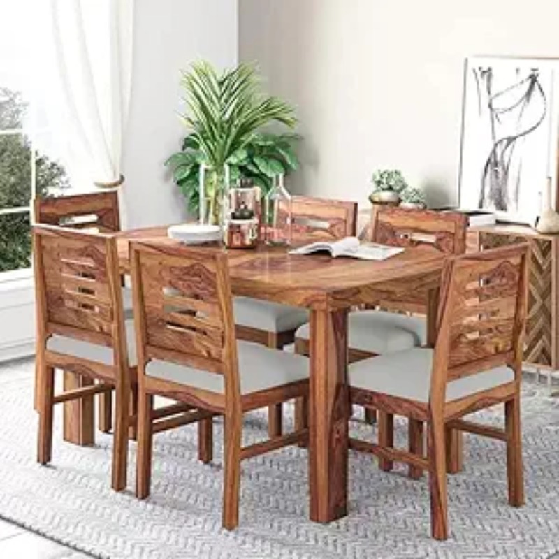 Wooden dining table design 6 seater best sale