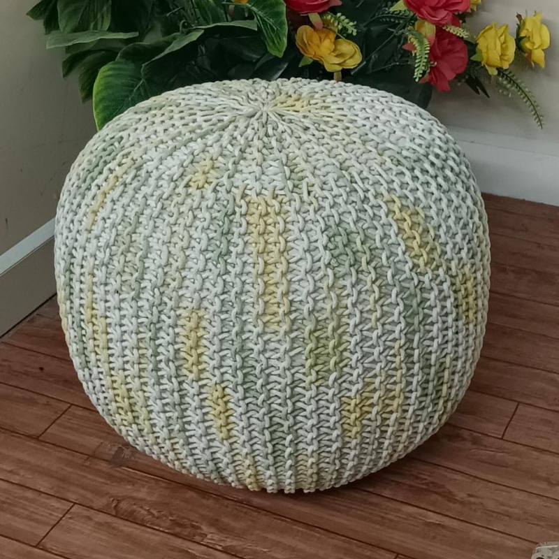 Hand-Knitted Boho Round Pouf Ottoman | Round pouf for m... | Stool | Hand-Knitted Boho Round Pouf Ottoman | Round pouf for m...