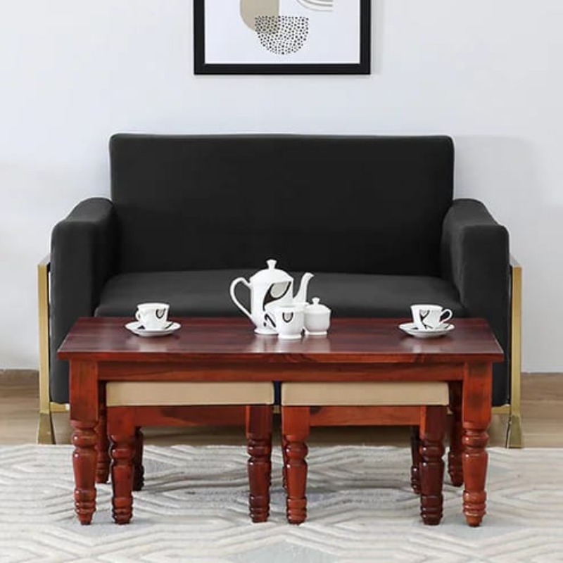 UrbanNest Sheesham Wood Coffee Table with 2 Stools – Co... | Deleted | UrbanNest Sheesham Wood Coffee Table with 2 Stools – Co...