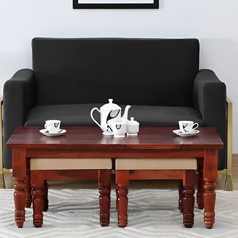 UrbanNest Sheesham Wood Coffee Table with 2 Stools – Co... | Deleted | UrbanNest Sheesham Wood Coffee Table with 2 Stools – Co...
