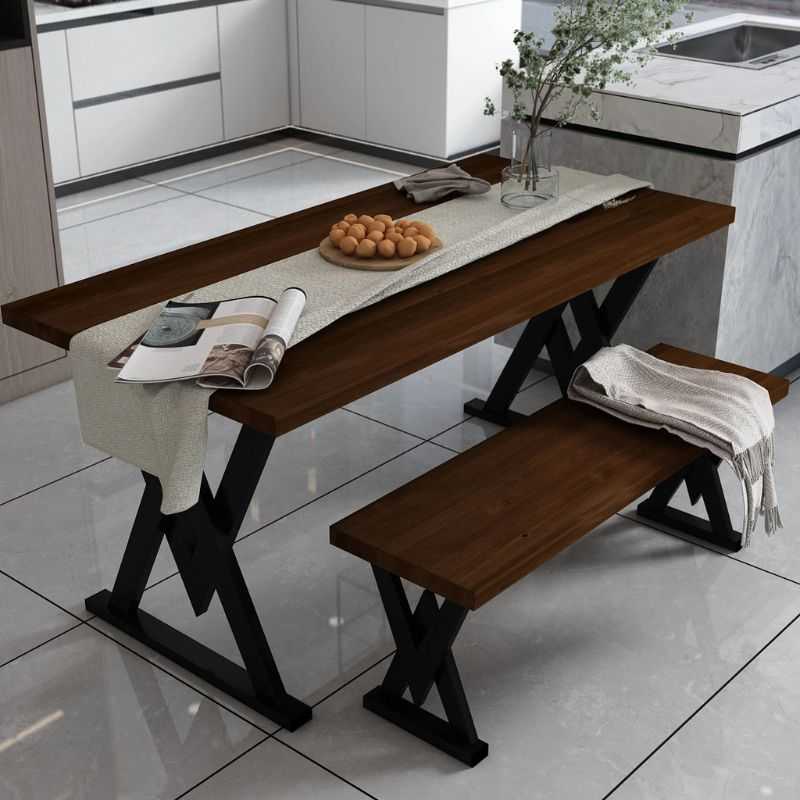 Acacia Wood Dining Table Set | Modern Industrial Leg De... | Solid Wood Dining Table | Acacia Wood Dining Table Set | Modern Industrial Leg De...