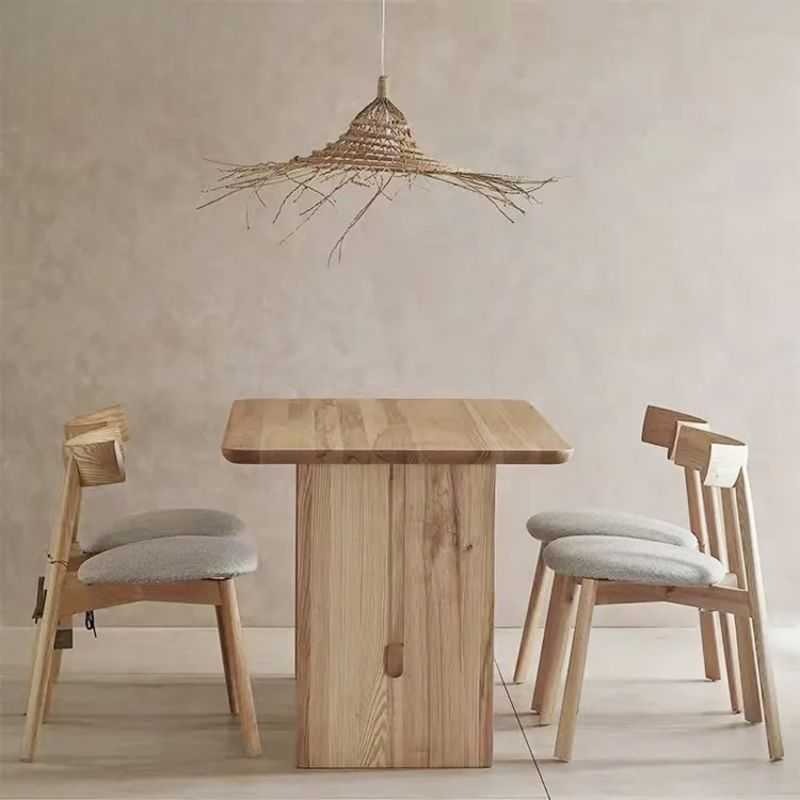 Minimalist Wooden Dining Table | Simple Braced Legs Stu... | Solid Wood Dining Table | Minimalist Wooden Dining Table | Simple Braced Legs Stu...