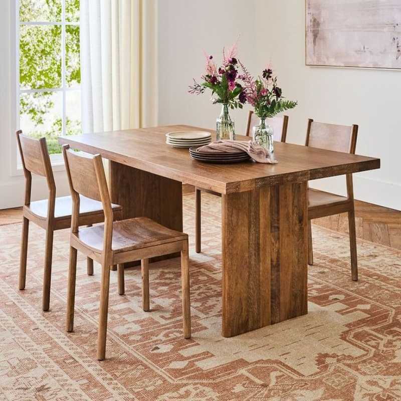 Contemporary Acacia Wood Dining Table with wooden legs ... | Solid Wood Dining Table | Contemporary Acacia Wood Dining Table with wooden legs ...