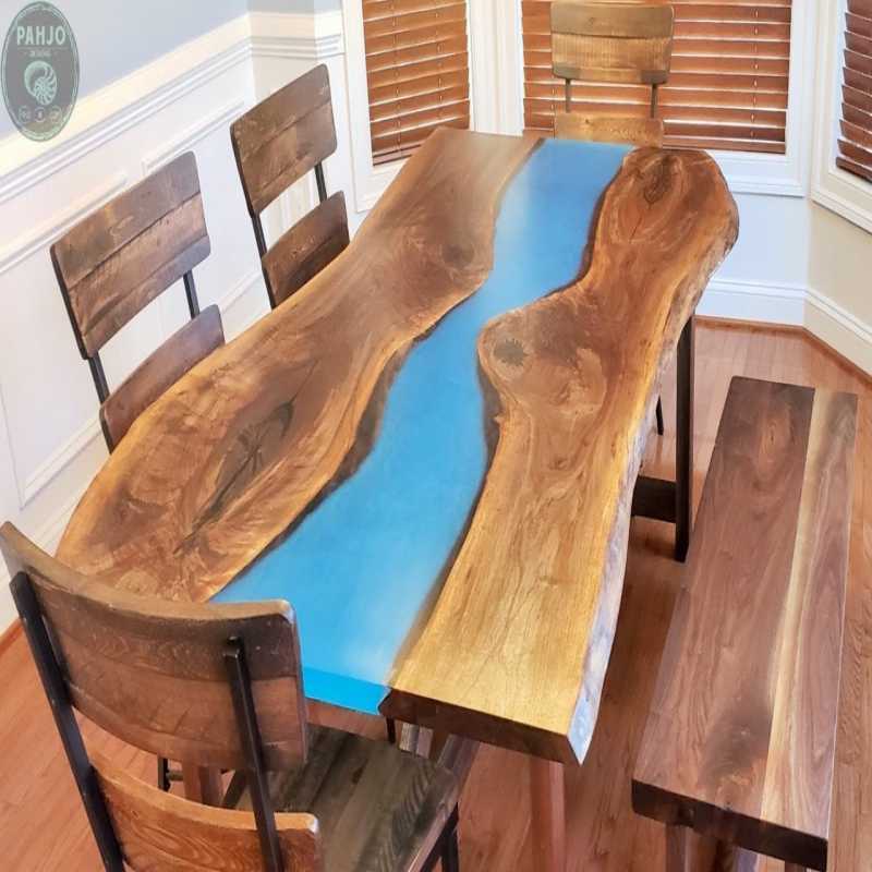 Customised Blue Epoxy River Dining Table | Wooden Blue ... | Epoxy Resin Dining Table | Customised Blue Epoxy River Dining Table | Wooden Blue ...