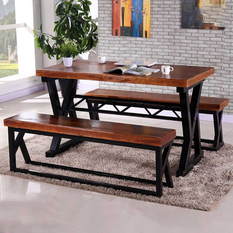 Solid Acacia Wood 6 Seater Dining Table with 2 Benches ... | Solid Wood Dining Table | Solid Acacia Wood 6 Seater Dining Table with 2 Benches ...