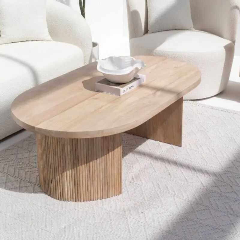 Modern Oval Coffee or Centre Table | Textured Slat Legs... | Deleted | Modern Oval Coffee or Centre Table | Textured Slat Legs...