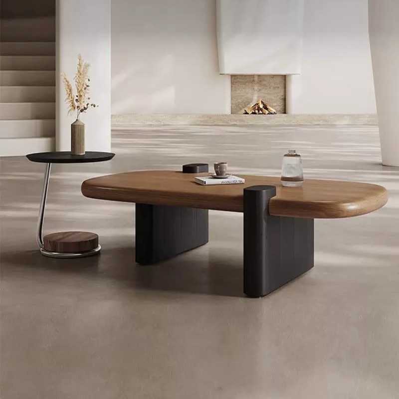 Acacia Wood Coffee Table with Modern Rounded Design | M... | Deleted | Acacia Wood Coffee Table with Modern Rounded Design | M...