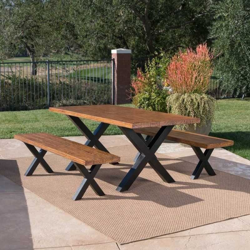 Solid Hardwood Acacia Wood Dining Table | Rustic Patio ... |  Solid Hardwood Acacia Wood Dining Table | Rustic Patio ...