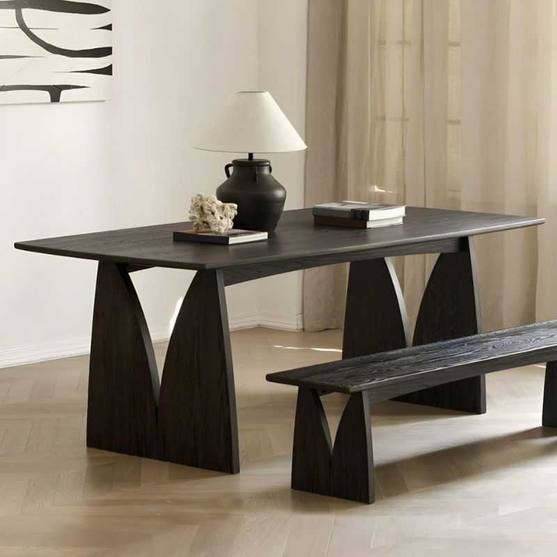 Black Solid Acacia Wood Dining Table | Rectangular Mini... |  Black Solid Acacia Wood Dining Table | Rectangular Mini...