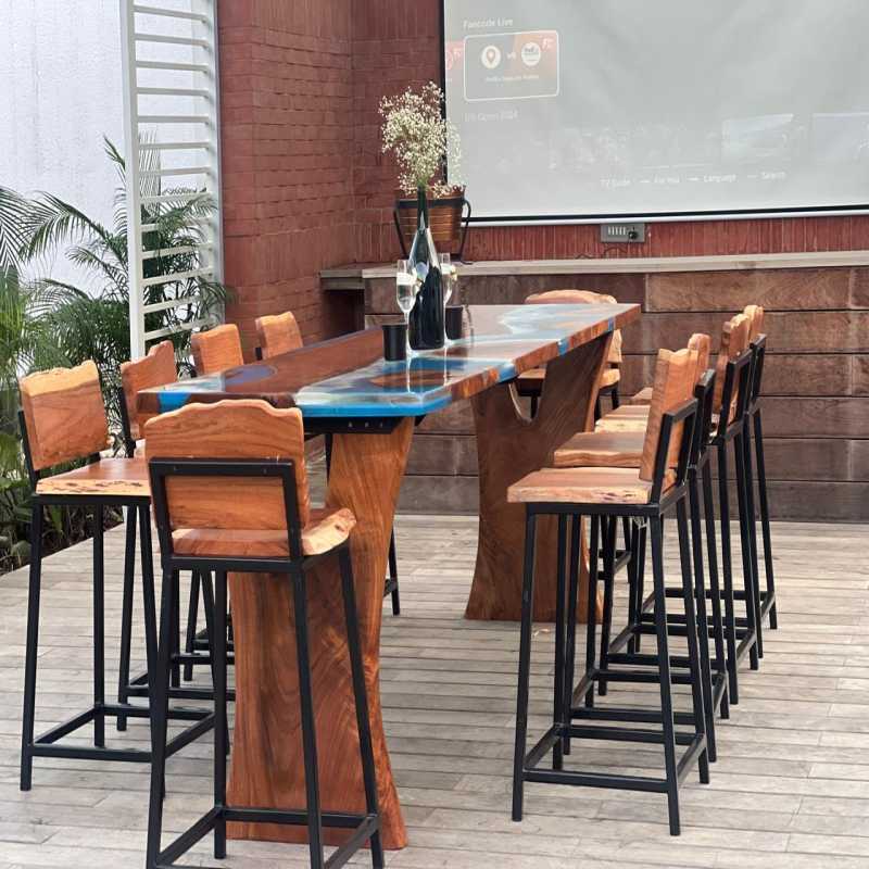 Artwood Solid Wood Bar Table with Epoxy Resin Top and C... | Epoxy Resin Dining Table | Artwood Solid Wood Bar Table with Epoxy Resin Top and C...
