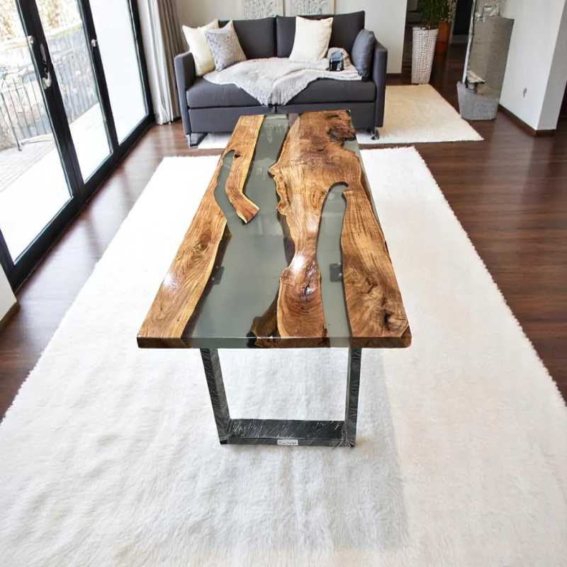Luxora Solid Wood Epoxy Table with Blue River Style – 4... | Epoxy Resin Dining Table | Luxora Solid Wood Epoxy Table with Blue River Style – 4...