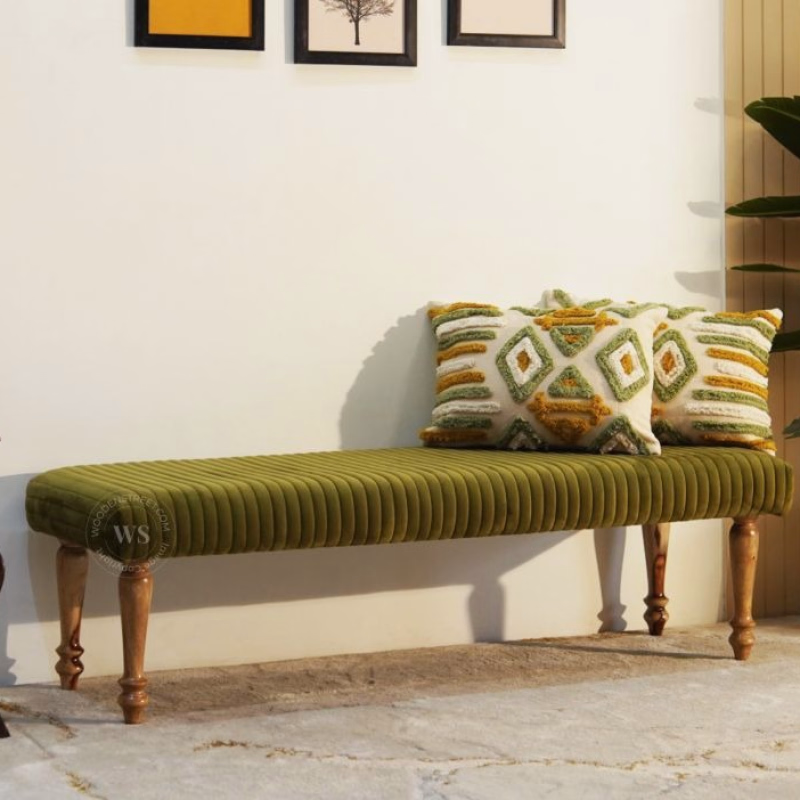 Piccolo Upholstered Bench (Dark Olive Green)