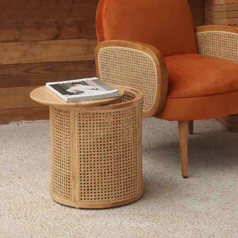 Compact Natural Rubberwood Side Table for Modern Homes