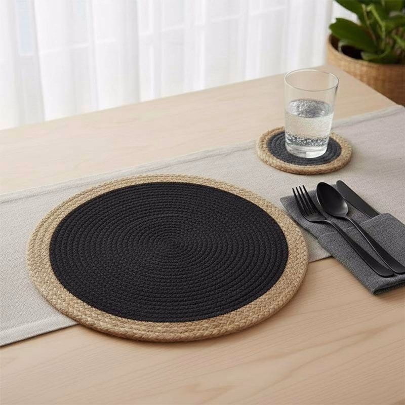 Natural Jute Round Placemats Set