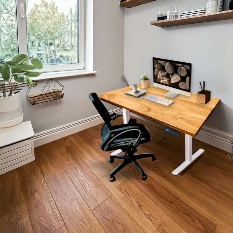 Height-Adjustable Standing Desk with Pure Solidwood Table-Top (Not Mdf )