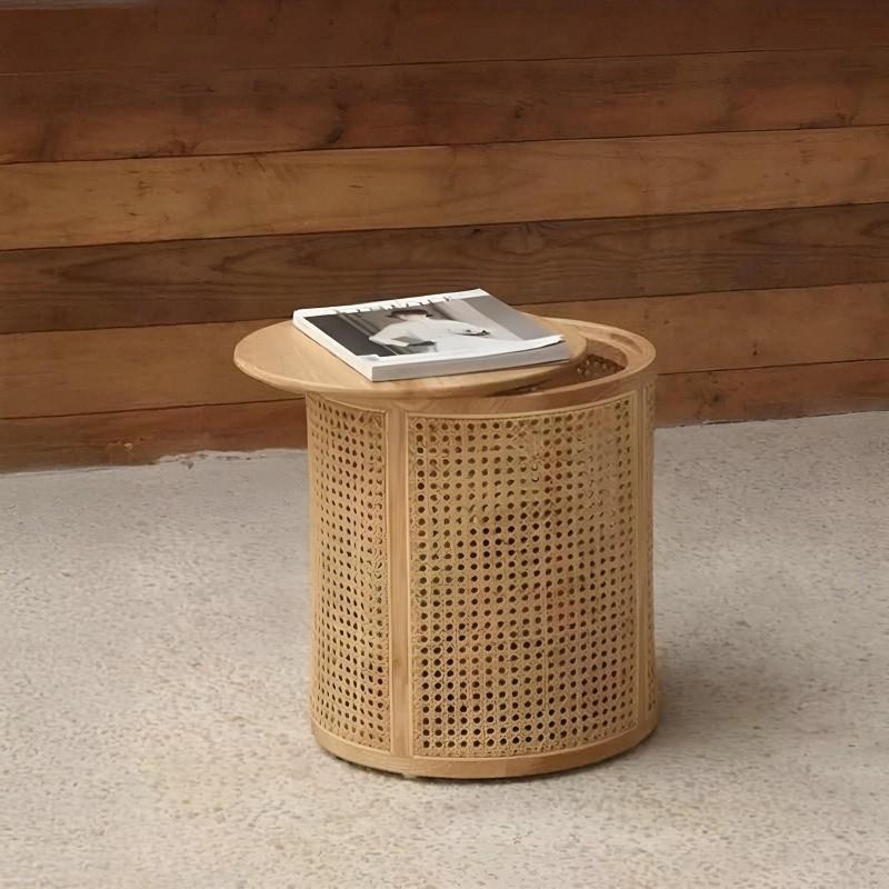 Compact Natural Rubberwood Side Table for Modern Homes