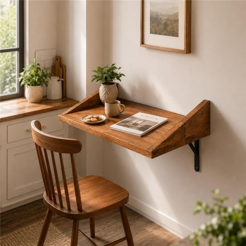 Wall Mounted Foldable Floating Desk, Space Saving Storage Shelf to Study & Laptop ...