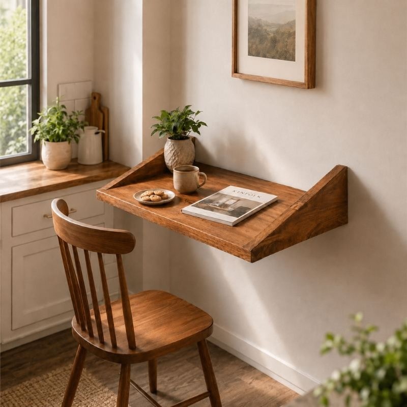 Wall Mounted Foldable Floating Desk, Space Saving Storage Shelf to Study & Laptop ...