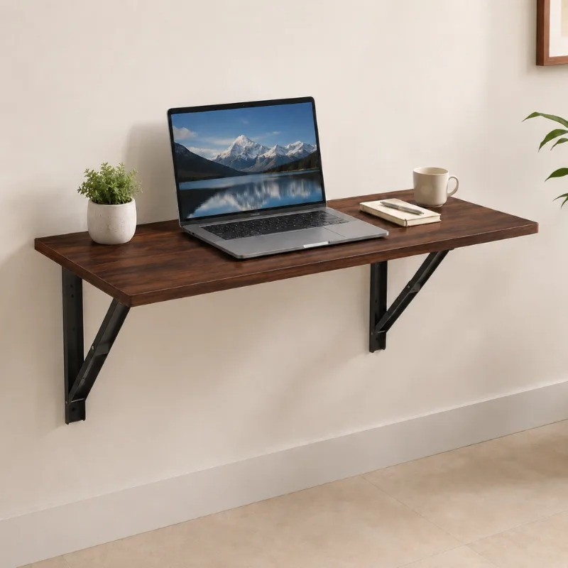 Wizz Live Edge Solid Wood Wall Mounted Foldable Office / Study Desk