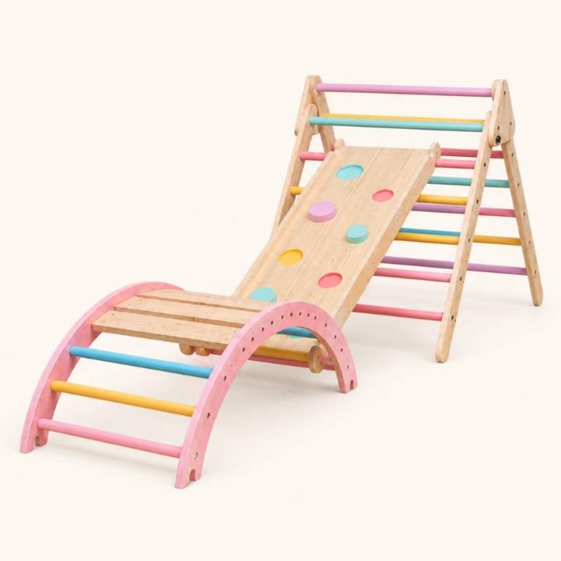 Montessori Pikler Climbing Playset for Kids – Climbing Arch, Pikler Triangle & Sli...