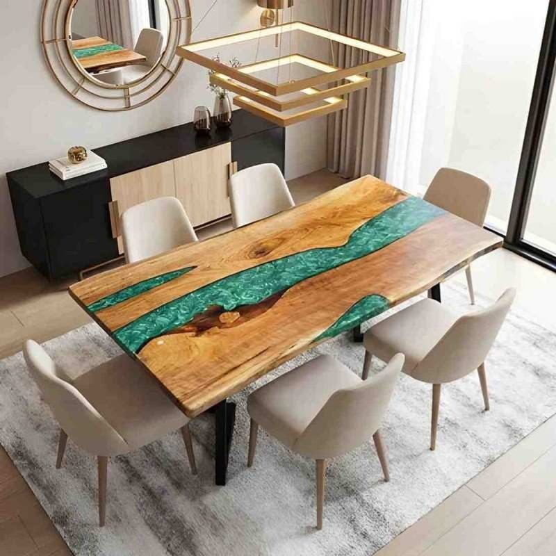 Horizon Cyan Epoxy Resin  Dining Table