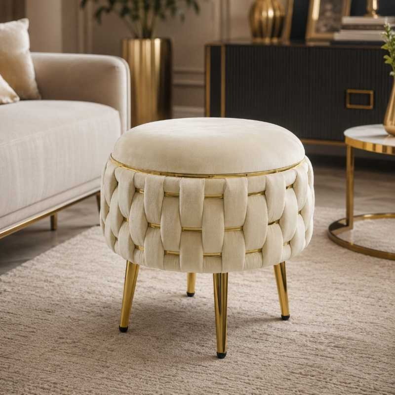 VelvetVista Upholstered Footstool