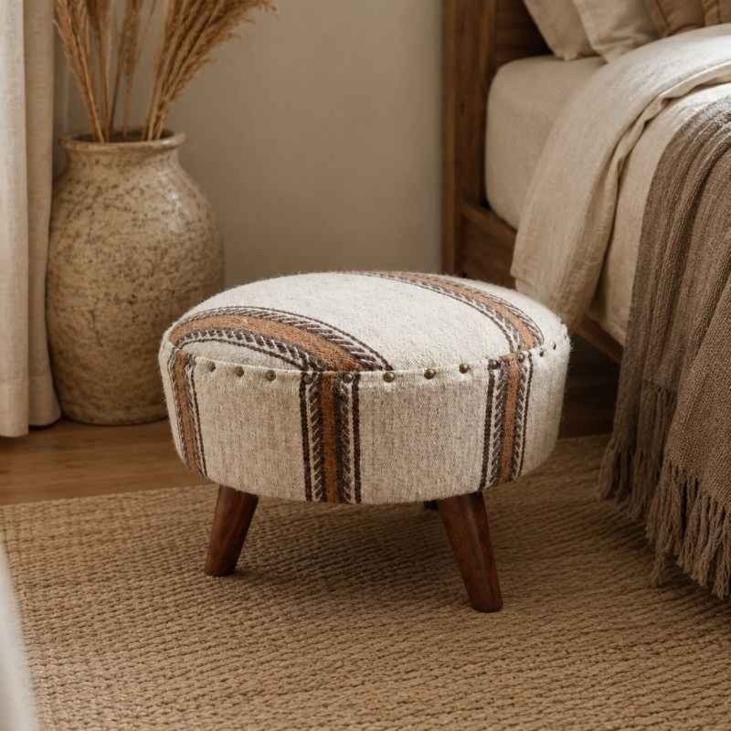Bohemian Striped Pouf Stool