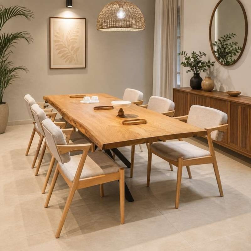 Natural finish live edge dining table for elegant dining spaces live edge solid wo...