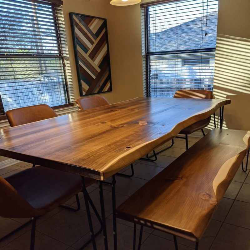 Live Edge Solid Wood Dining Table, Acacia Wood Kitchen Table, Natural Edge Rustic ...