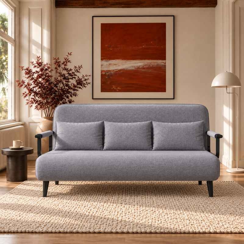 3 Seater Folding Sofa Come Bed, Full Convertible Sofa Bed for Living Room & Guest Room, Triple Seat Sleeper Sofa, Space Saving Recliner Bed