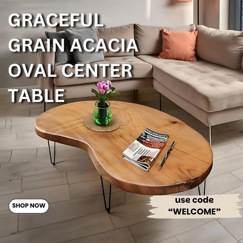 Shop 60% off on Graceful Grain Acacia Oval Center Table limited stock limited period offer