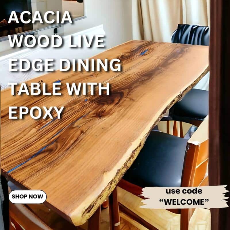 Shop Acacia Wood Live Edge Dining Table With Epoxy