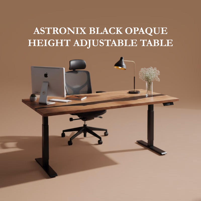 Shop Astronix black opaque height adjustable table with white legs