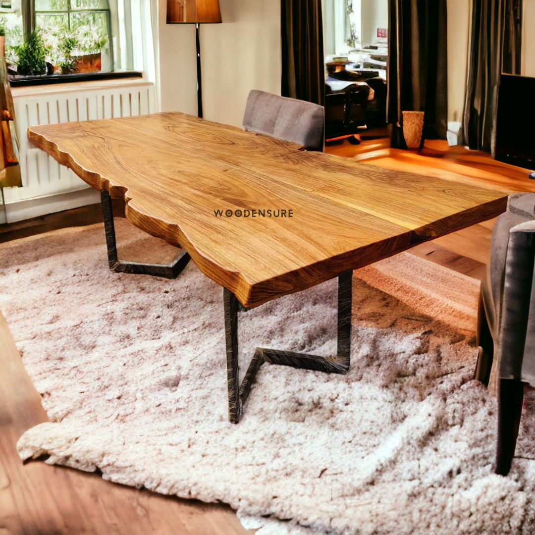 Wooden live edge dining table deals
