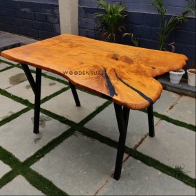Tiger's Eye Dining Table Black Epoxy Line Solid Wood Dining Table