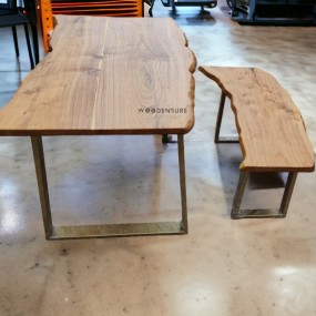 Rustic Roots Dining Live Edge Dining Table With Bench