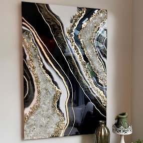 Black Epoxy Resin Wall Art Work