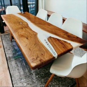 Dining Table | Epoxy Resin Dining Table | Snowy White Epoxy Resin Dining Table