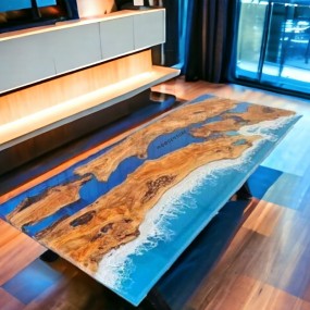 Oceanic Oasis Epoxy Resin Dining Table
