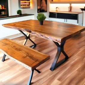 Dining Table | Solid Wood Dining Table | Farm House Solid Wood Dining Table With Bench