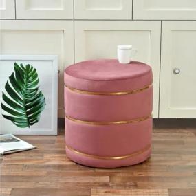 Seating | Stool | Elegant Round Pink Velvet Ottoman